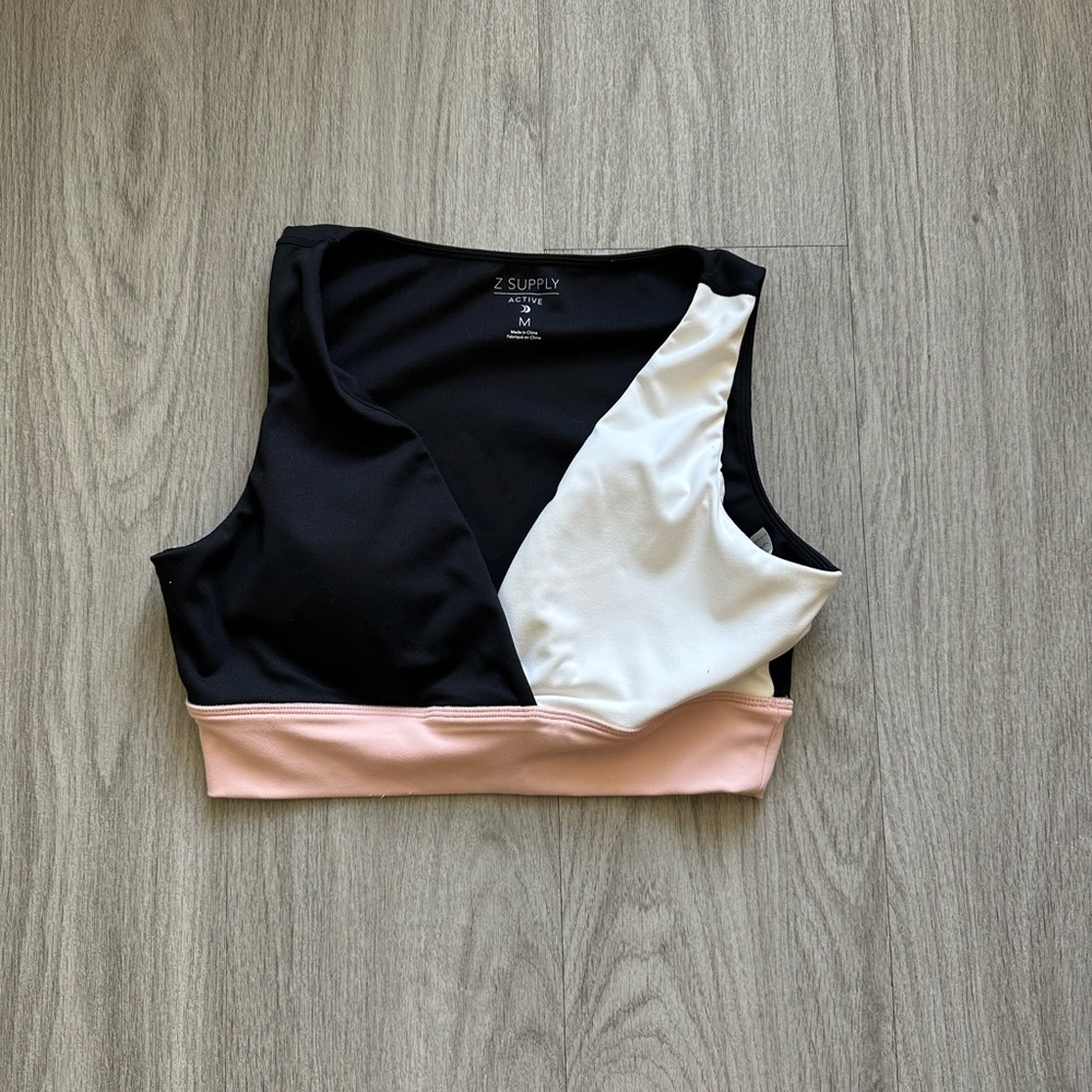 Z Supply Active - bra top - cute black, peach and off white pattern